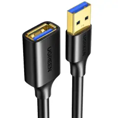 UGREEN 90722 US129 USB-A Erkek to USB-A Dişi 5Gbps Veri Aktarım USB 3.0 Uzatma Kablosu Siyah 5Metre
