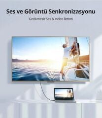 UGREEN 10130 HD101 3D UHD 4K HDR 18Gbps Yüksek Hızlı Ethernet ve HDMI 2.0 Kablosu Siyah 3metre