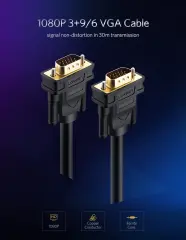UGREEN 11632 VG101 1080P 60Hz VGA Erkek to VGA Erkek Kablo Siyah 5Metre