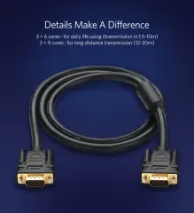 UGREEN 11632 VG101 1080P 60Hz VGA Erkek to VGA Erkek Kablo Siyah 5Metre