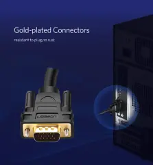 UGREEN 11632 VG101 1080P 60Hz VGA Erkek to VGA Erkek Kablo Siyah 5Metre