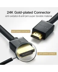 UGREEN 30115 HD104 3D UHD 4K HDR 18Gbps Yüksek Hızlı Ethernet ve HDMI 2.0 Kablosu Siyah 0.5metre