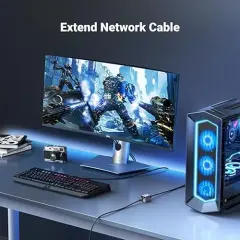 UGREEN 15117 NW261 Gigabit RJ45 Ethernet Kablo Birleştirme Aparatı 10Gbps Kadar Veri Aktarım Hızı Gri