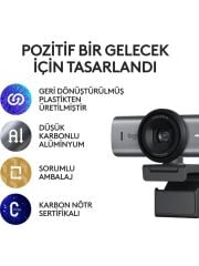 LOGİTECH MX Brio Ultra HD 4K 1080p Mikrofonlu Webcam Koyu Gri (960-001549)
