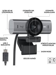 LOGİTECH MX Brio Ultra HD 4K 1080p Mikrofonlu Webcam Koyu Gri (960-001549) - 2