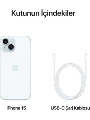 APPLE iPhone 15 256GB Mavi Cep Telefonu MTP93TU/A (Apple TÜRKİYE Garantili)