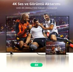 UGREEN 50562 HD135 8K 60Hz Full HD 48GB/s Yüksek Hızlı Aktarım 2.1 HDMI Kablosu Örgülü 5metre