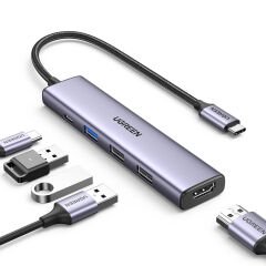 UGREEN 15495 CM478 Revedok USB-C to 5 in 1 4K HDMI USB 3.0 100W PD USB Hub Çoklayıcı