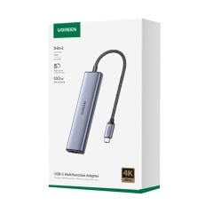 UGREEN 15495 CM478 Revedok USB-C to 5 in 1 4K HDMI USB 3.0 100W PD USB Hub Çoklayıcı