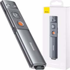 BASEUS Orange Dot USB-A ve USB-C Alıcılı Kırmızı Lazerli Kablosuz Sunum Kalemi Kumandası ACFYB-0G