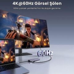 UGREEN 60515 CM512 7 in 1 Type-C to PD 100w HDMI RJ45 USB SD Micro SD Dönüştürücü HUB - 2