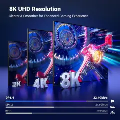UGREEN 25903 DP120 Ultra HD 8K Çözünürlük DisplayPort to DisplayPort 1.4 Örgülü Kablo 1 Metre