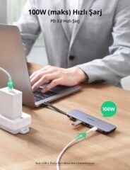 UGREEN 70408 CM285 5 in 1 Katlanır Kablolu USB-C Hub Çoklayıcı 4K HDMI Video Çıkışı 100W PD Şarj Des