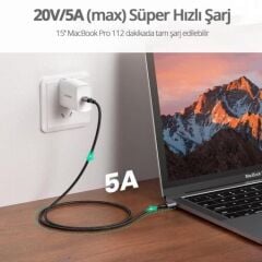 UGREEN 70427 100W PD USB-C to USB-C Süper Hızlı Şarj Kablosu 480Mbps Veri Senkronizasyonu 1metre - 2