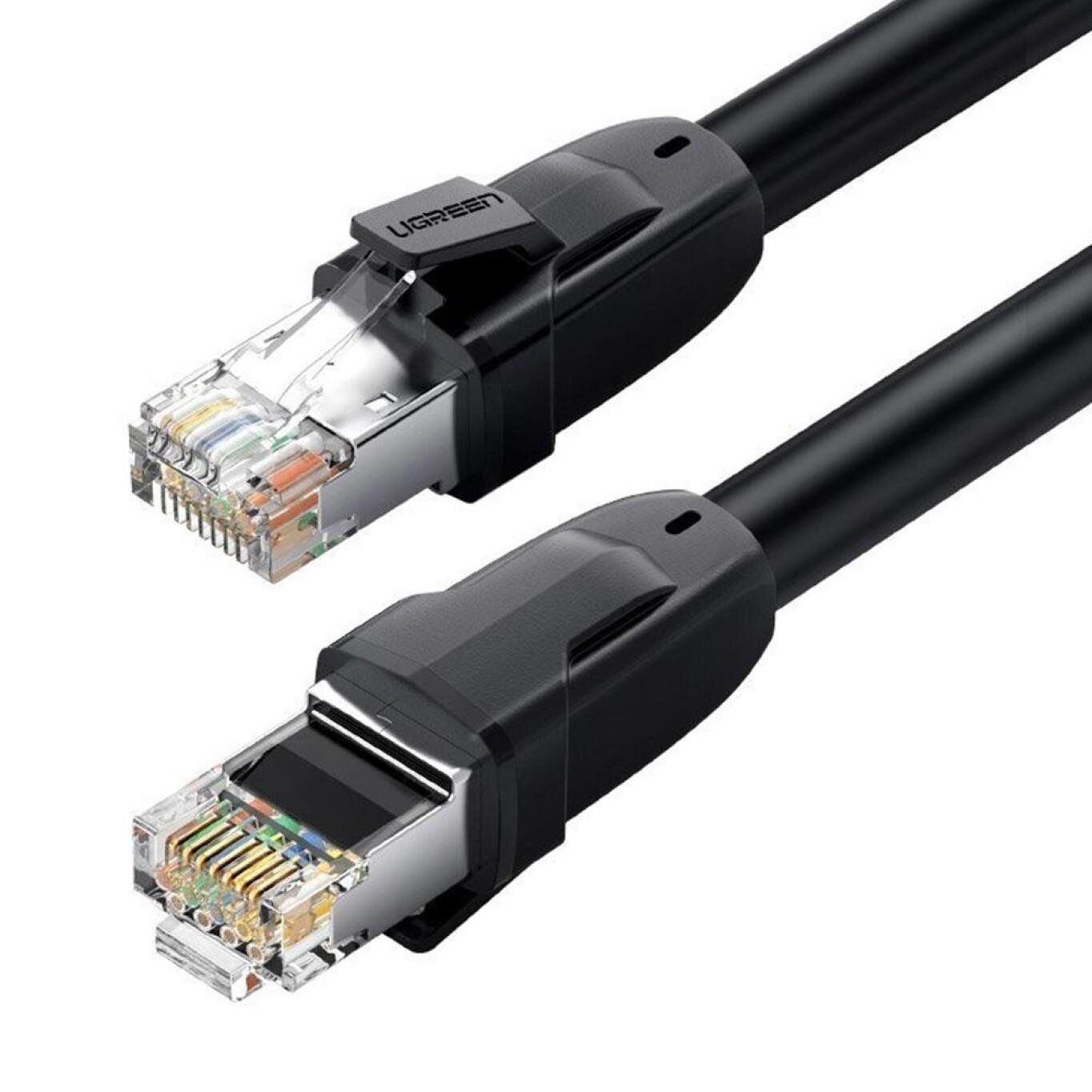 UGREEN 70651 NW121 CAT8 2000MHz Bant 25GB/s Daha Yüksek Ağ Hızı Ethernet Kablosu Siyah 8metre
