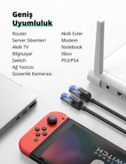 UGREEN 80432 NW153 CAT8 2000MHz Stabil Bant 25GB/s Yüksek Ağ Hızı Örgülü Ethernet Kablosu 3metre