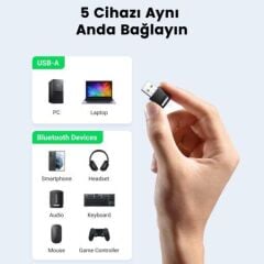 UGREEN 80890 CM390 USB Bluetooth 5.0 Mini Dongle Adaptör 3Mbps Aktarım Hızı
