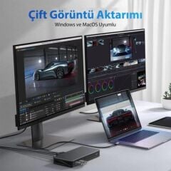 Ugreen 90912 CM615 9-in-1 USB-C Çoklayıcı Docking Station 2x 4K HDMI-DP RJ45 Gigabit Ethernet 100W PD Bağlantı İstasyonu