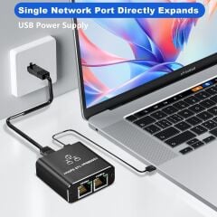 COVERZONE ZR861 1 Gigabit Ethernet Anahtarı 2 Bağlantı Noktalı 1000Mbps RJ45 1 to 2 Ethernet Splitter