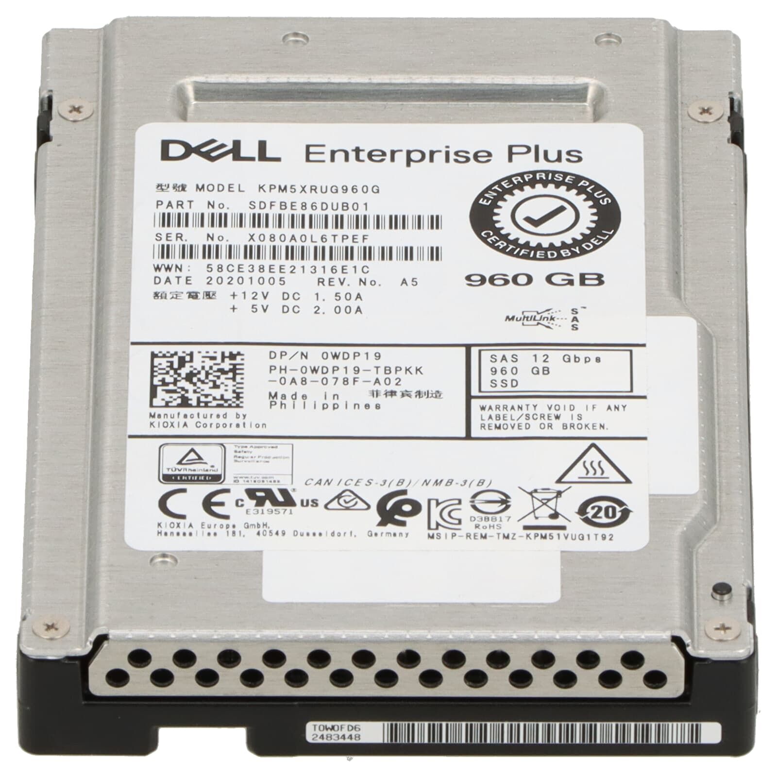 DELL EnterPrise 960GB 12G SAS 2.5'' Sunucu SSD HUSMR1610ASS204 0B34792 HX5K5