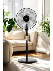 YUİ F29 120cm 40W 16'' 3 Kademe 5 Pervane Döner Başlıklı Vantilatör Siyah