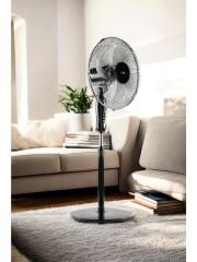 YUİ F29 120cm 40W 16'' 3 Kademe 5 Pervane Döner Başlıklı Vantilatör Siyah