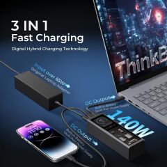LENOVO ThinkPlus 20.000mAh 140W Taşınabilir Powerbank Siyah QX51S12147