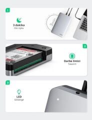 UGREEN 70502 CM301 USB-C 3.1 Gen2 to SATA 3.5''-2.5'' SSD/HDD Hard Disk Kutusu