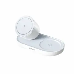UGREEN 95832 W501 2 in 1 20W MagSafe Manyetik Kablosuz Şarj Cihazı Beyaz