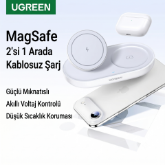 UGREEN 95832 W501 2 in 1 20W MagSafe Manyetik Kablosuz Şarj Cihazı Beyaz - 2