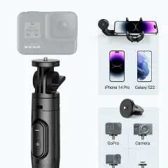 UGREEN 90690 LP586 2 in 1 Kompakt Bluetooth Kumandalı Selfie Çubuğu Tripod Siyah 160cm