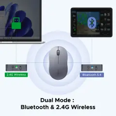 UGREEN 55146 M331 800/1200/1600dpi 2.4GHz Çift Modlu Bluetooth Kablosuz Mouse Gri