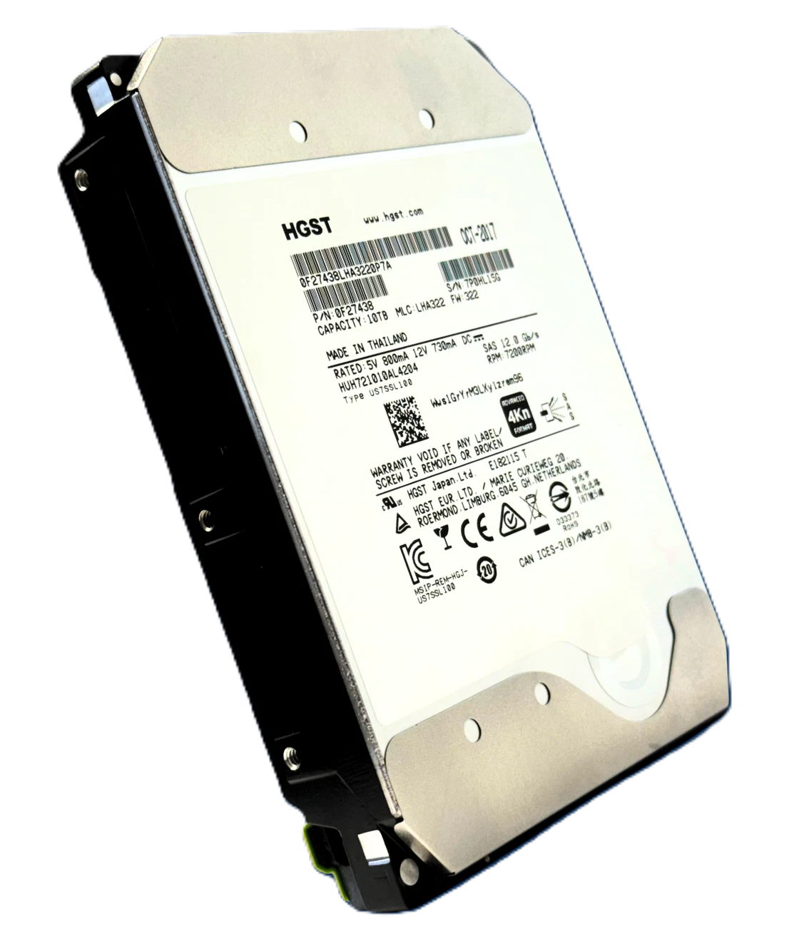 HGST 10TB 7.2K 12G NL SAS 512e 3.5'' Sunucu Harddisk HUS721010AL5204 CA05954-3801 10602028890 0f27389