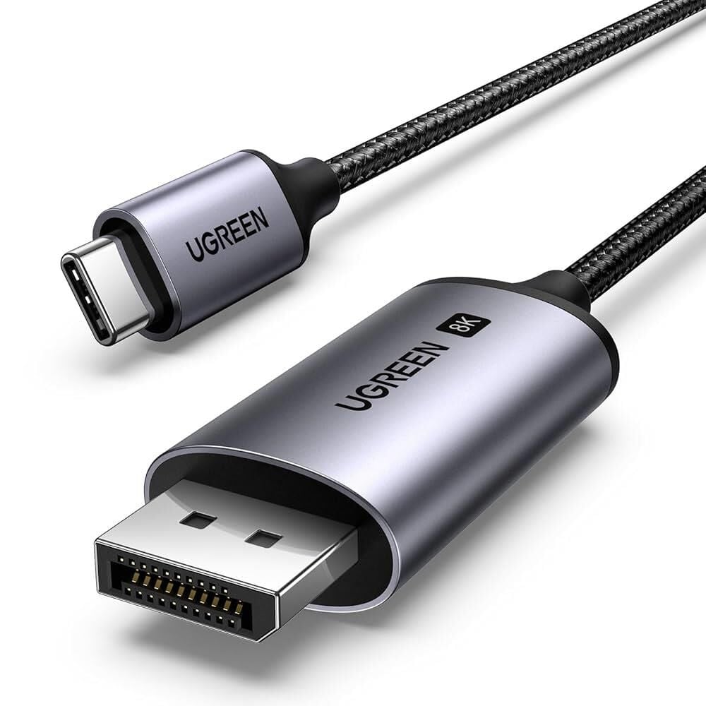 UGREEN 25158 CM556 8K 60Hz 4K 240Hz Dijital Yüksek Çözünürlüklü v1.4 USB-C to DisplayPort Görüntü ve Ses Aktarım Kablosu Örgülü 2metre
