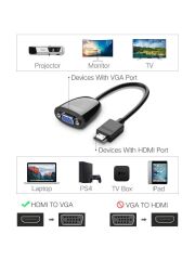 UGREEN 40253 MM105 Full HD 1080P/60Hz 1920x1080 HDMI Erkek to VGA Dişi Dönüştürücü Adaptör Siyah