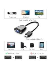 UGREEN 40253 MM105 Full HD 1080P/60Hz 1920x1080 HDMI Erkek to VGA Dişi Dönüştürücü Adaptör Siyah