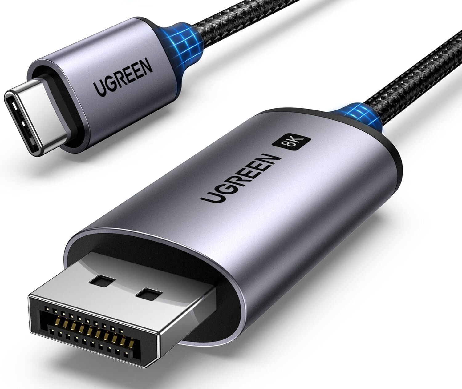 UGREEN 25157 CM556 8K 60Hz 4K 240Hz Dijital Yüksek Çözünürlüklü v1.4 USB-C to DisplayPort Görüntü ve Ses Aktarım Kablosu Örgülü 1metre
