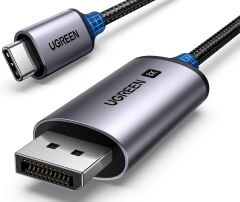 UGREEN 25157 CM556 8K 60Hz 4K 240Hz Dijital Yüksek Çözünürlüklü v1.4 USB-C to DisplayPort Görüntü ve Ses Aktarım Kablosu Örgülü 1metre