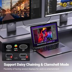 UGREEN 25157 CM556 8K 60Hz 4K 240Hz Dijital Yüksek Çözünürlüklü v1.4 USB-C to DisplayPort Görüntü ve Ses Aktarım Kablosu Örgülü 1metre