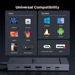 UGREEN 45363 CM818 Revodok 6 in 1 USB-C to 2xUSB-A 3.2 Çoklayıcı 1x4K/60Hz HDMI 2xUSB-C PD 10Gbps 1xUSB-C PD 100W Şarj Desteği Çok Fonksiyonlu Bağlantı İstasyonu