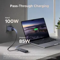 UGREEN 45363 CM818 Revodok 6 in 1 USB-C to 2xUSB-A 3.2 Çoklayıcı 1x4K/60Hz HDMI 2xUSB-C PD 10Gbps 1xUSB-C PD 100W Şarj Desteği Çok Fonksiyonlu Bağlantı İstasyonu