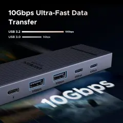 UGREEN 45363 CM818 Revodok 6 in 1 USB-C to 2xUSB-A 3.2 Çoklayıcı 1x4K/60Hz HDMI 2xUSB-C PD 10Gbps 1xUSB-C PD 100W Şarj Desteği Çok Fonksiyonlu Bağlantı İstasyonu