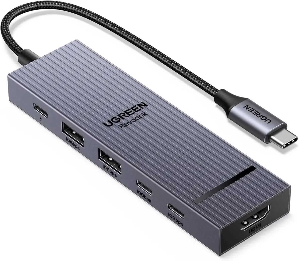 UGREEN 45363 CM818 Revodok 6 in 1 USB-C to 2xUSB-A 3.2 Çoklayıcı 1x4K/60Hz HDMI 2xUSB-C PD 10Gbps 1xUSB-C PD 100W Şarj Desteği Çok Fonksiyonlu Bağlantı İstasyonu