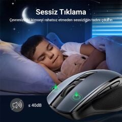 UGREEN 45390 MU006 Dual Mode 4000dpi 2.4GHz Kablosuz ve Bluetooth Sessiz Optik Mouse Siyah