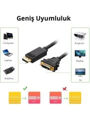UGREEN 20405 DisplayPort Erkek to DVI 24+5 Dişi Çevirici Dönüştürücü Adaptör Kablo 1080P Çözünürlük