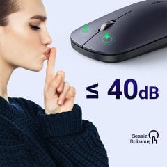 UGREEN 90366 MU001 Dual Mode 4000dpi 2.4GHz Kablosuz ve Bluetooth Sessiz Slim Ay Gölgesi Grisi