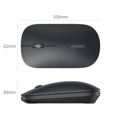UGREEN 90366 MU001 Dual Mode 4000dpi 2.4GHz Kablosuz ve Bluetooth Sessiz Slim Ay Gölgesi Grisi