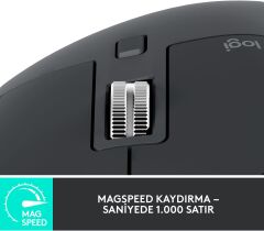 LOGİTECH MX Master 3S Performans 8000dpi Optik Sensörlü Sessiz Kablosuz Mouse Siyah (910-006565)