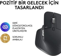 LOGİTECH MX Master 3S Performans 8000dpi Optik Sensörlü Sessiz Kablosuz Mouse Siyah (910-006565)