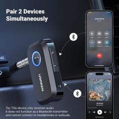 UGREEN 90748 CM596 3.5mm Aux Araç için Bluetooth 5.3 Ses Alıcısı Aktarım Adaptörü